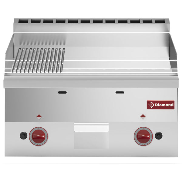 Diamond Gas Grillplatte 2/3 glatt und 1/3 gerillt "verchromt"  -Top-