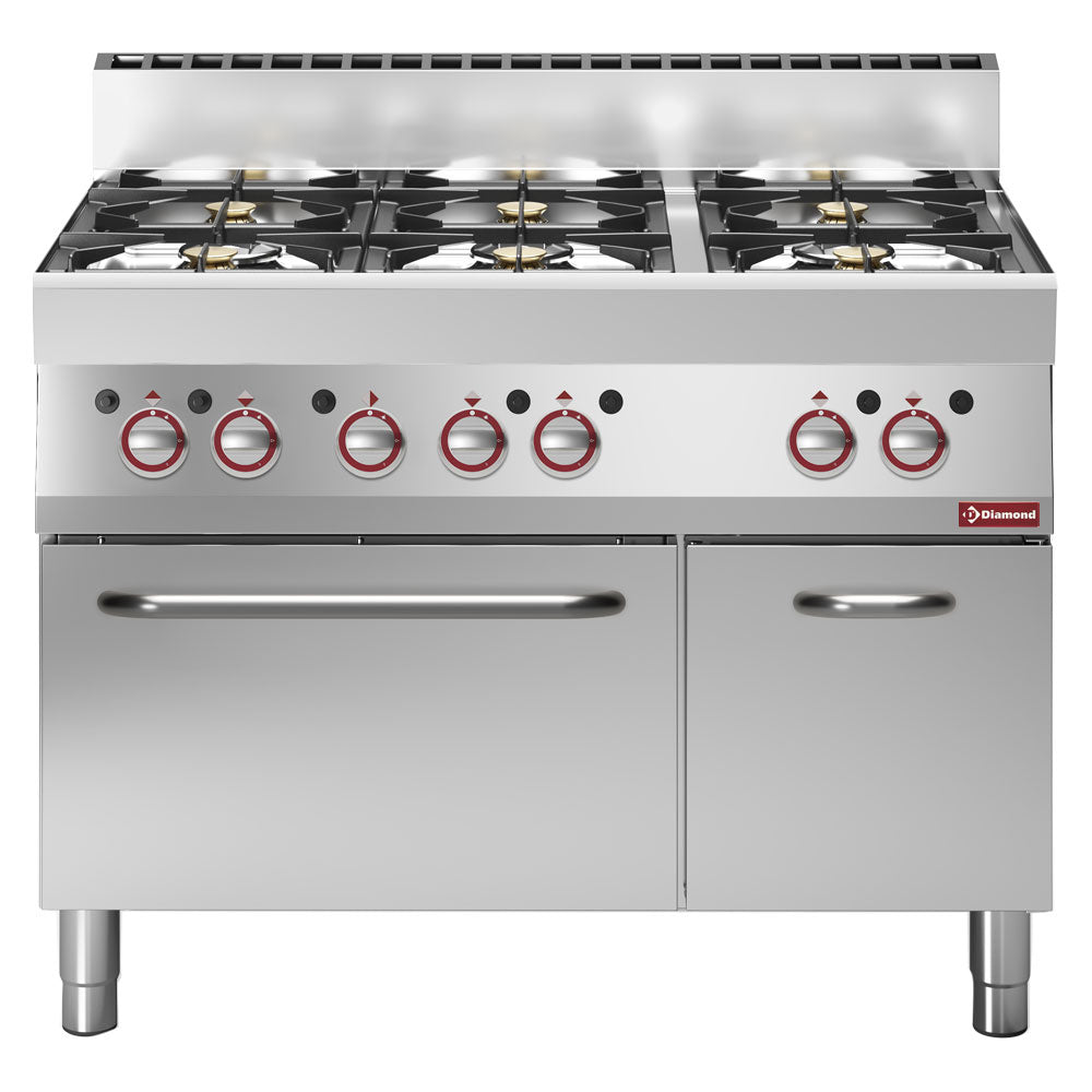 Diamond Gasherd 6 Brenner mit Gasbackofen und neutralem Unterbrau