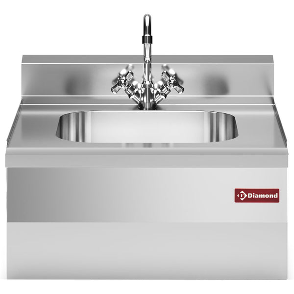 Diamond Spülbecken 400x400xh200 mit Mischbatterie und Abwasserrohr