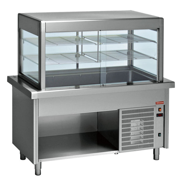 Diamond Element Kühlvitrine und Kühlplatte auf offenem Unterbau 4x GN 1/1