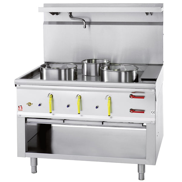 Diamond Gas Wok Herd 3 Brenner mit Überflutungssystem