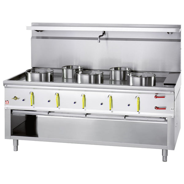 Diamond Gas Wok Herd 5 Brenner mit Überflutungsystem