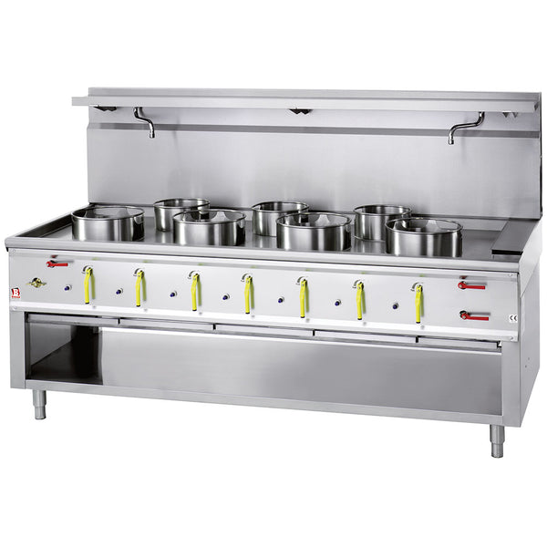 Diamond Gas Wok Herd 7 Brenner mit Überflutungssystem