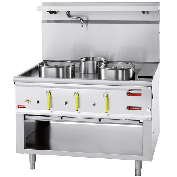 Diamond Gas Wok Herd 3 Brenner mit Überflutungssystem