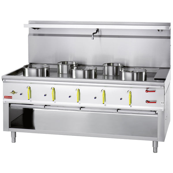 Diamond Gas Wok Herd 5 Brenner mit Überflutungsystem