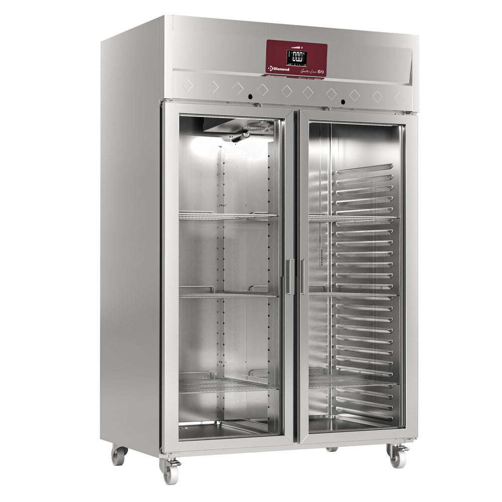 Diamond Umluftgefrierschrank 1400 Liter, 2 Glastüren GN 2/1, Auf Rädern