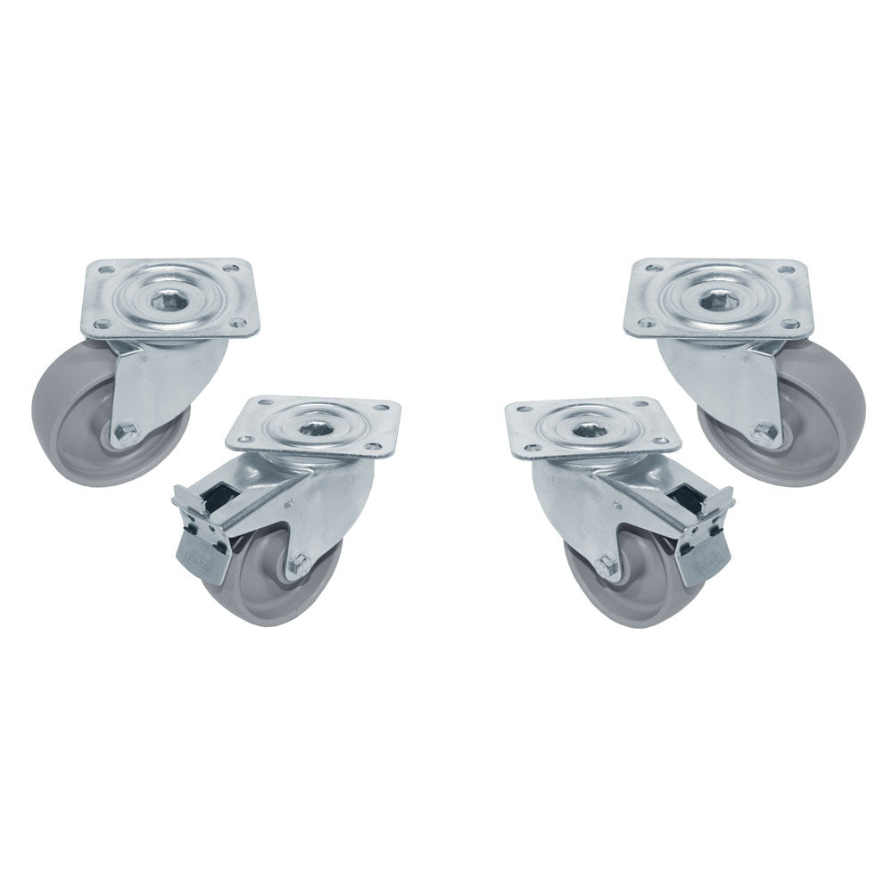Diamond Set 4 Edelstahlrädern, schwenkend, 2x Bremsen