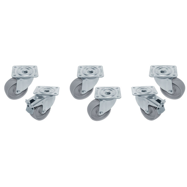 Diamond Set 6 Edelstahlräder, schwenkend, 2x Bremsen
