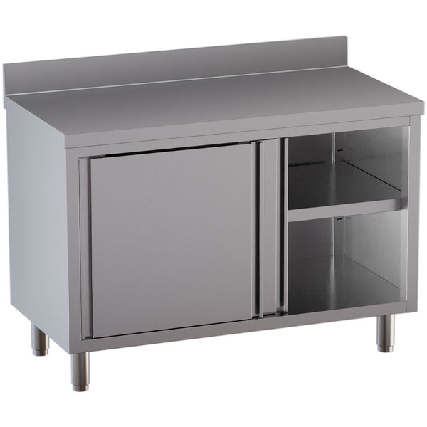 Diamond Neutrale Arbeitstisch mit Unterschrank, Schiebetüren, mit hinterem Aufkantung