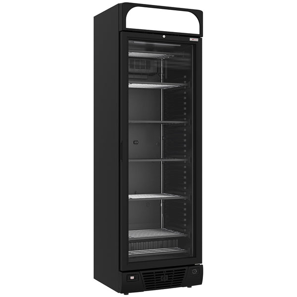 Diverso negative belüftete Vitrine 374 Liter - 5 feste Ebenen mit Leuchtkasten - SCHWARZ