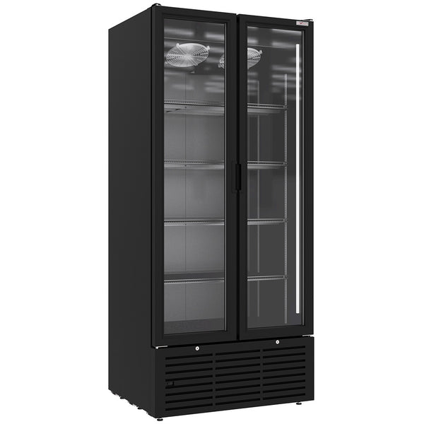 Diverso Getränkevitrine positiv belüftet, 804 Liter, 2 Drehtüren, SCHWARZ