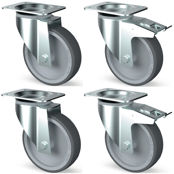 Diamond Kit 4 Edelstahlfüsse, Lenkrollen, 2x Bremse