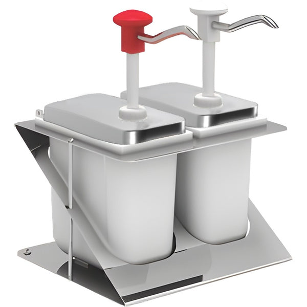 Stalgast Doppel-Saucenspender inkl. Edelstahlgestell, 2x2 Liter