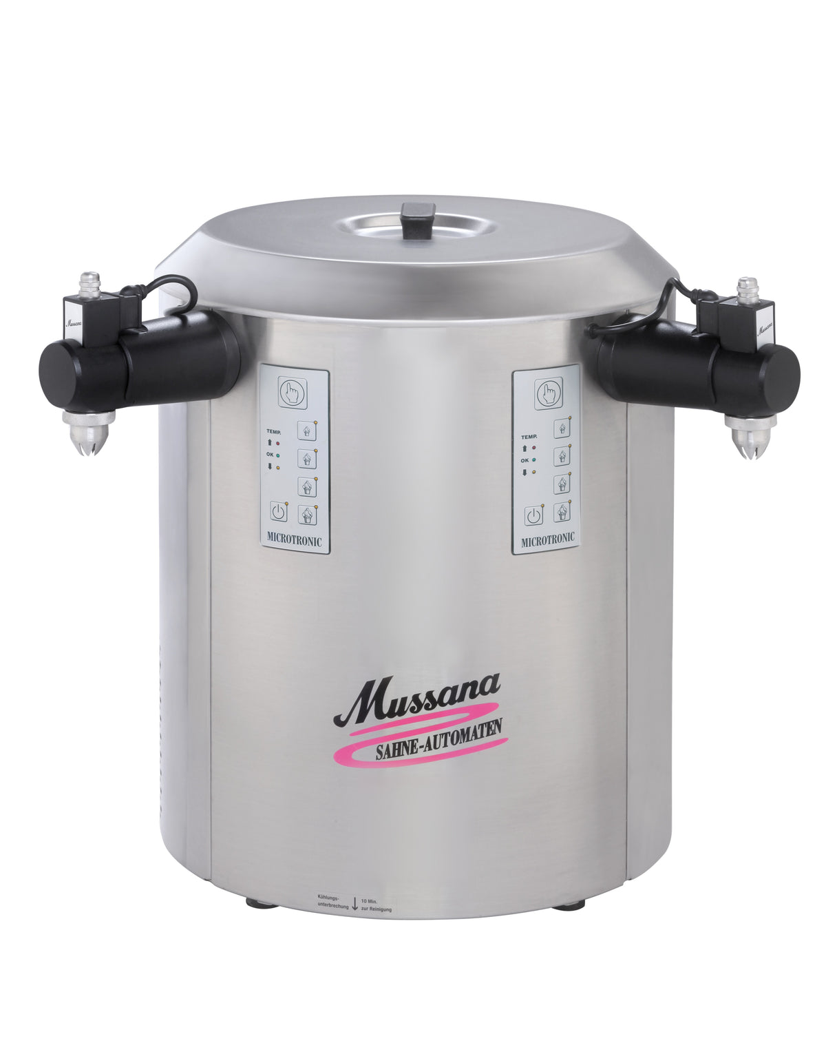 Mussana Sahnemaschine 2x6 Liter DUO Microtronic, Tastatur mittig zwischen den Zapfhähnen