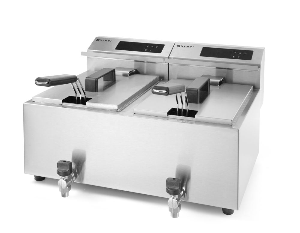 HENDI Friteuse Profi Line digital- mit Ablasshahn 2 x 8 l