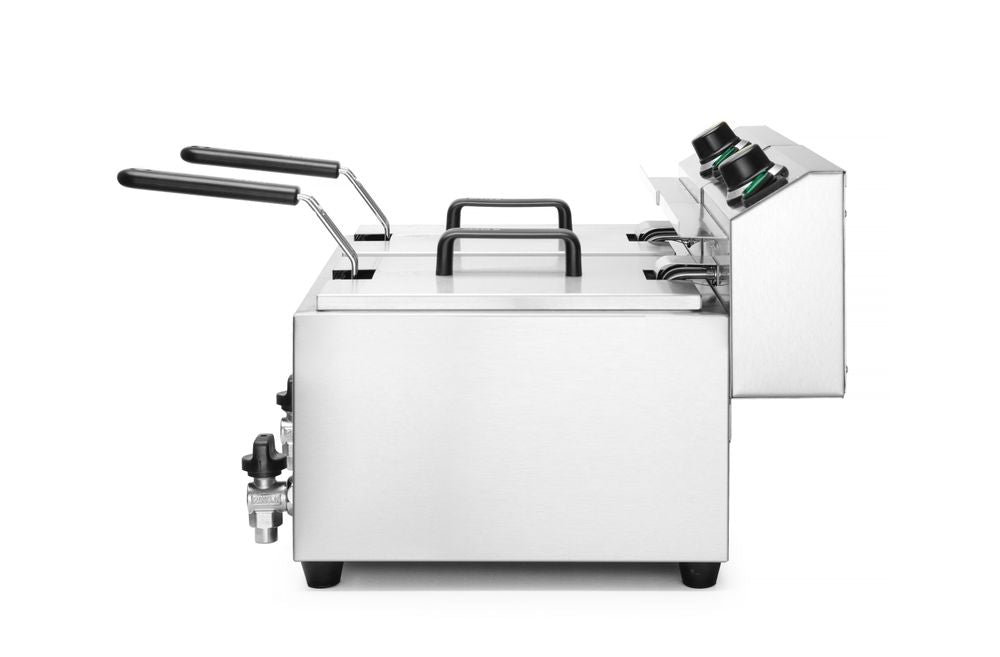 HENDI Fritteuse Profi Line mit Ablasshahn, 2×8 l