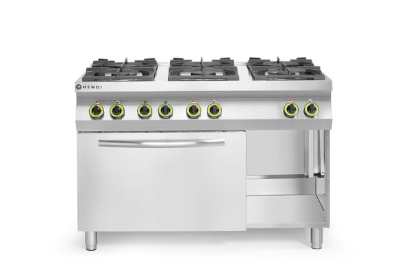HENDI Gasherd Kitchen Line 6-flammig mit Ofen GN 1/1