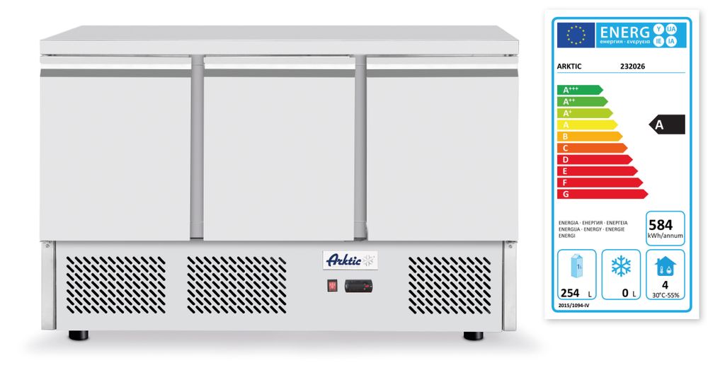 Arktic Kühltisch, dreitürig Kitchen Line 380L