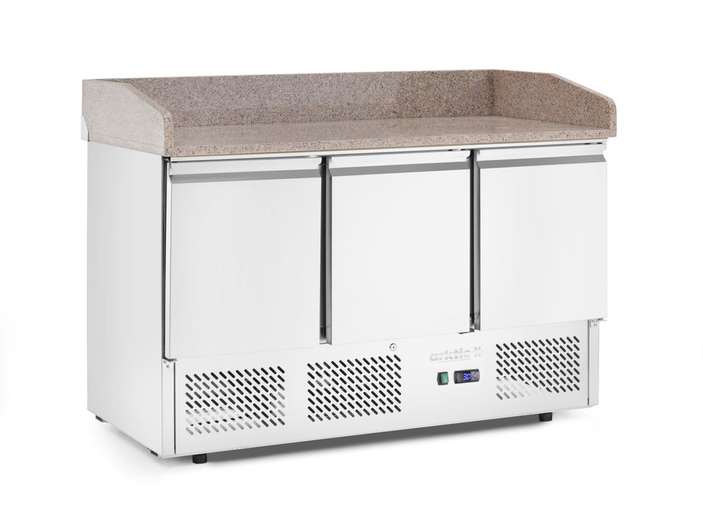 Arktic Pizzatisch, dreitürig mit Aufsatzkühlvitrine 380+40L