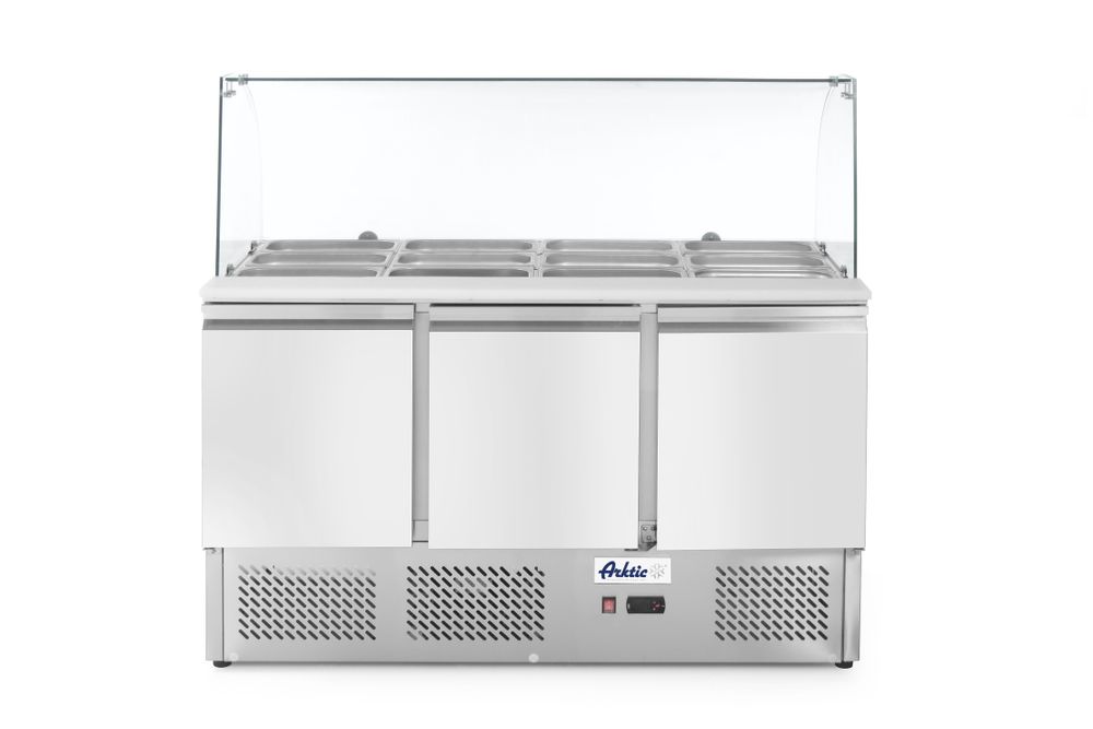 Arktic Kühltisch, dreitürig mit Glasdisplay 380L