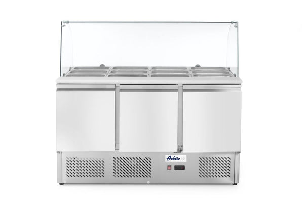 Arktic Kühltisch, dreitürig mit Glasdisplay 380L