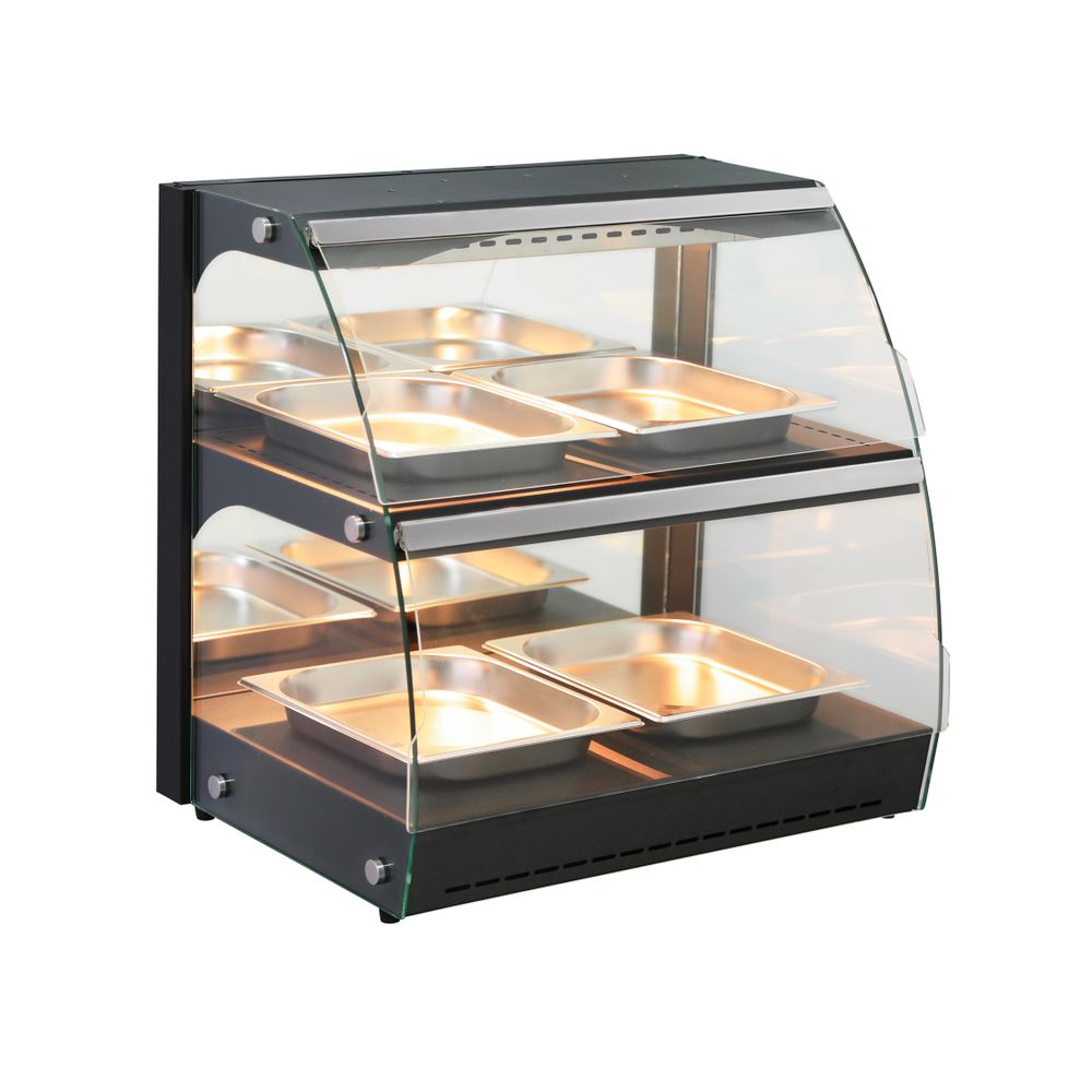 HENDI Warmhaltevitrine mit Quarzheizung, 2 Regalböden