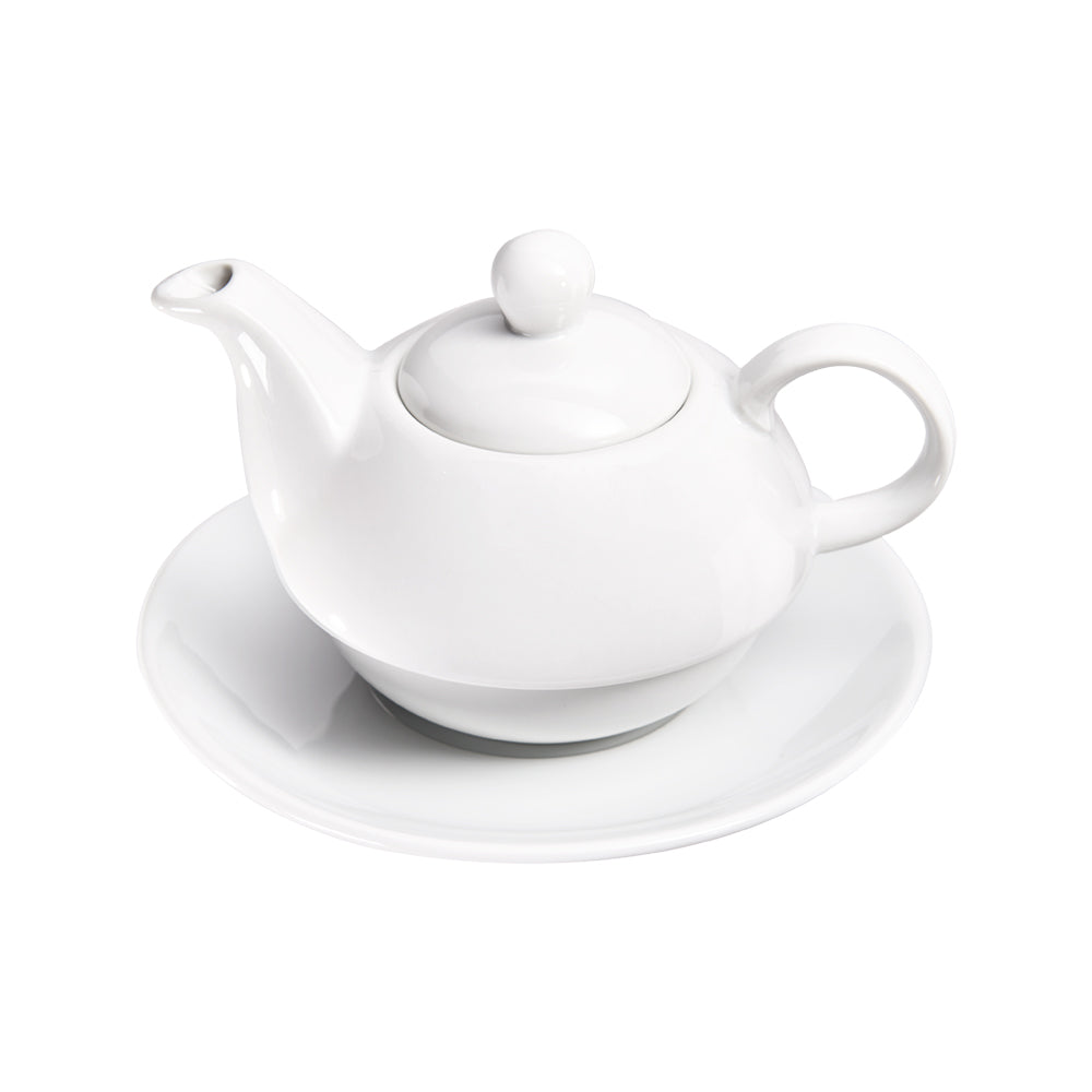 Stalgast, Tea for one-Set, 3-tlg.; Teekanne mit Tasse und Untertasse, reinweißes Hotelporzellan, Serie Isabell, 350 ml