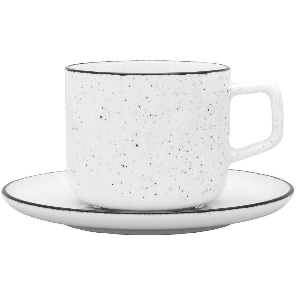 Stalgast Obertasse, Serie Ankara, weiß, schwarz gesprenkelt, 250 ml, 6 Stück