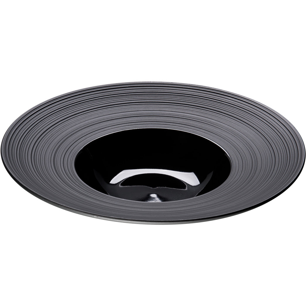 Stalgast Porzellan Suppenteller aus der Serie Gourmet Kontrast, schwarz, Ø 265 mm