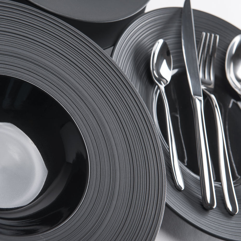 Stalgast Porzellan Suppenteller aus der Serie Gourmet Kontrast, schwarz, Ø 265 mm