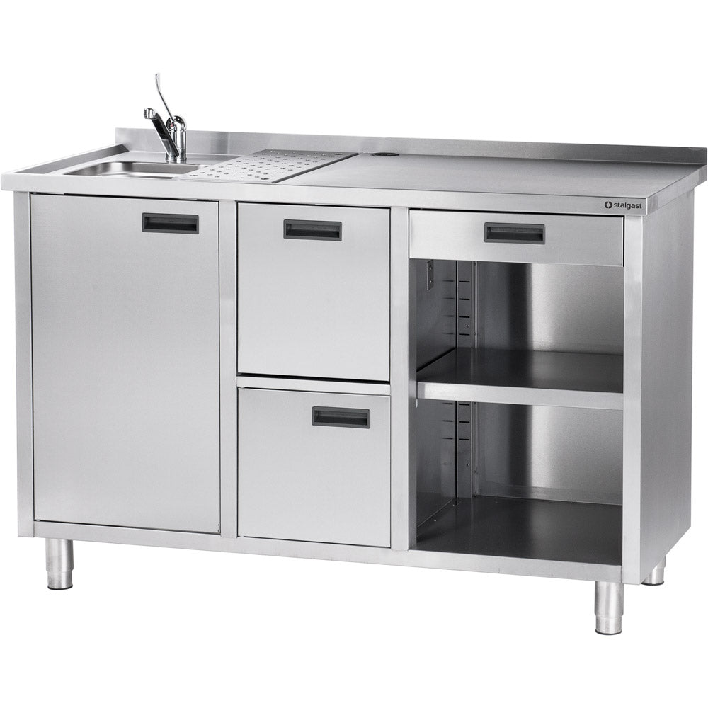Stalgast Edelstahl Arbeitstisch für Kaffeemaschine, mit Aufkantung, 1500 x 700 x 1000 mm (BxTxH)