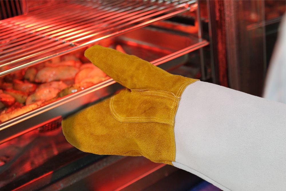 HENDI Leder-Grillhandschuhe hitzebeständig, 2 Stück