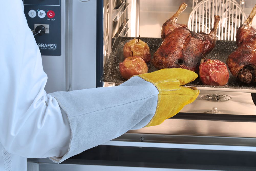 HENDI Leder-Grillhandschuhe hitzebeständig – 2 Stück