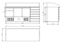 Pizzakühltisch 3-türig mit 6 ungekühlten Schubladen - 400 Liter