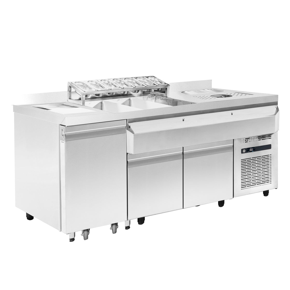 Combisteel Cocktailstation - Bar und Getränkekühltisch Inklusiv Spülbecken, Gläserdruckspüler, Frontseitiger Stauraum fü