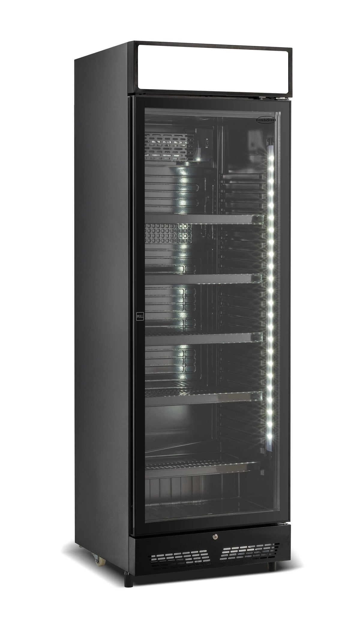 Combisteel Kühlschrank 1 Glastür Schwarz mit Canopy SVE-450 Blc