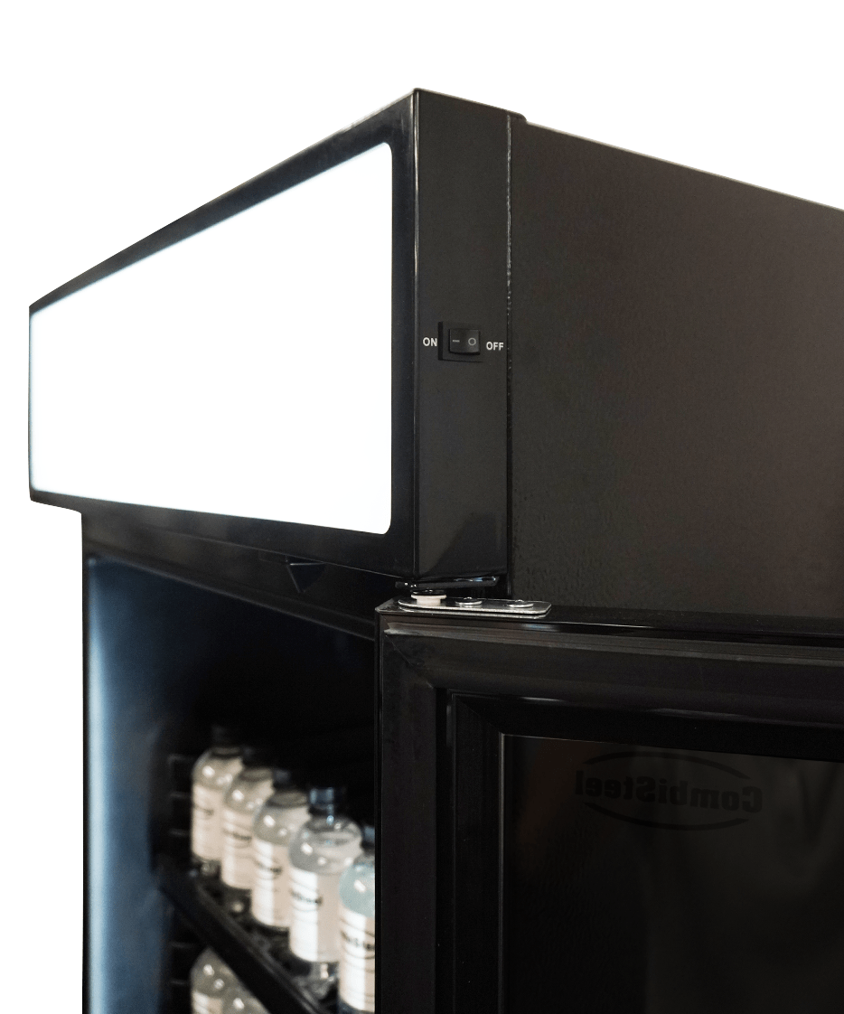 Combisteel Kühlschrank 1 Glastür Schwarz mit Canopy SVE-450 Blc