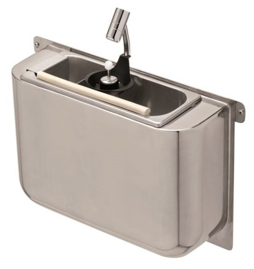 Combisteel Spülbecke für Eislöffel mit Eislöffeldusche 410 x 120 x 270 mit Wasserablaufloch, Wasseranschluss und Überlau