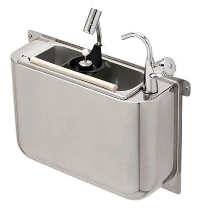 Combisteel Spülbecke für Eislöffel mit Wasserhahn und Eislöffeldusche 410 x 120 x 270 mit Wasserablaufloch, Wasseranschl