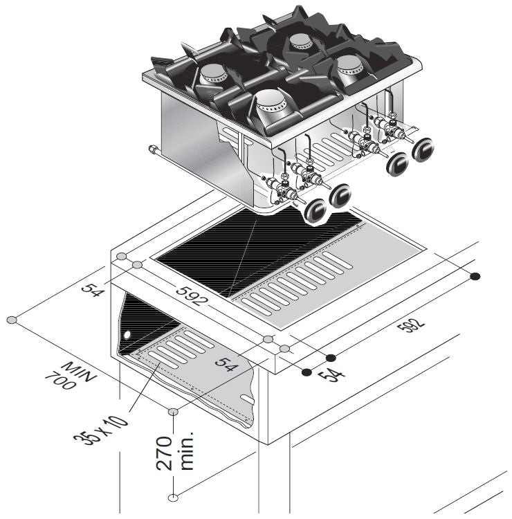 Combisteel Gasherd 4 Br. 14KW