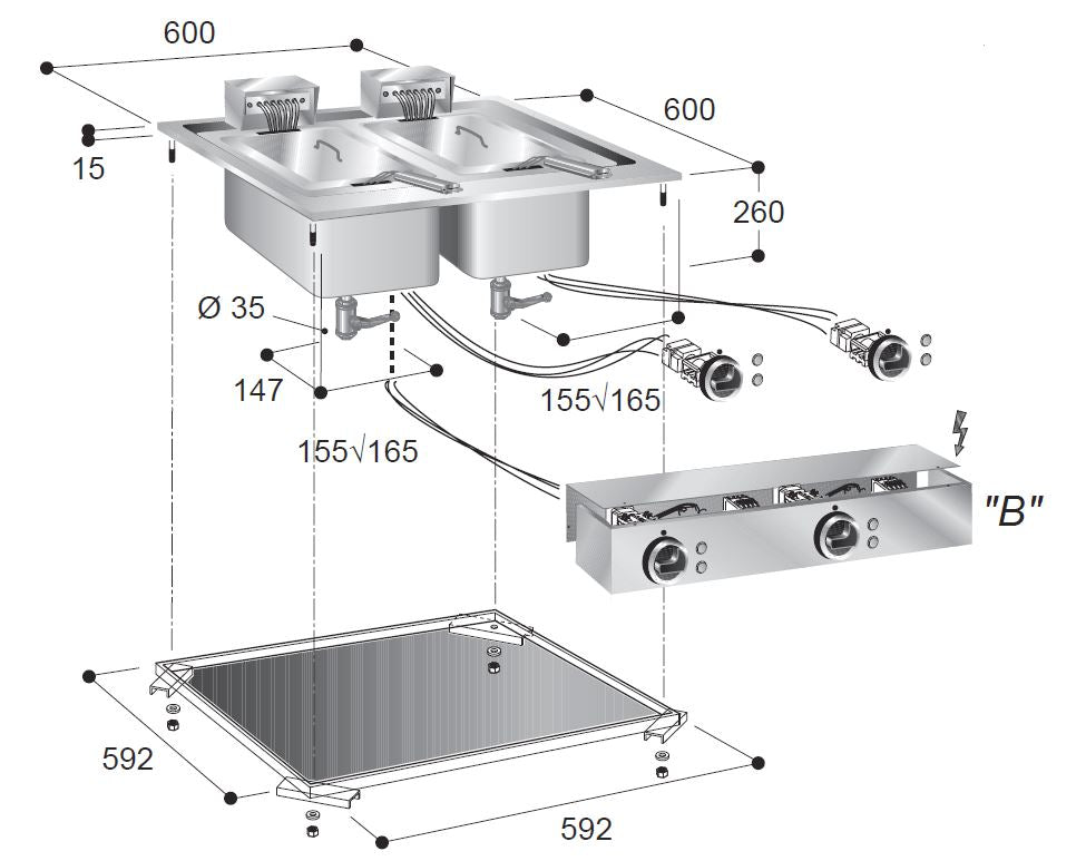 Combisteel Elektrofriteusen 2 x 10 L (7266.0080)