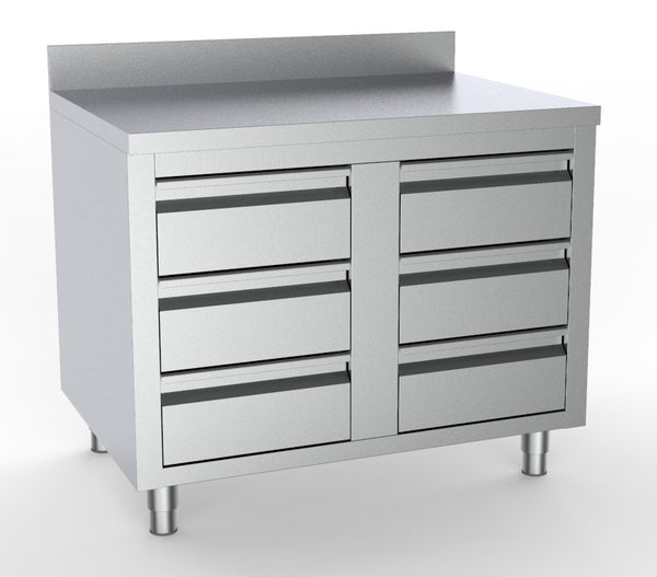 Combisteel Arbeitstisch mit 6 Schubladen mit Aufkantung 1000, Serie 700