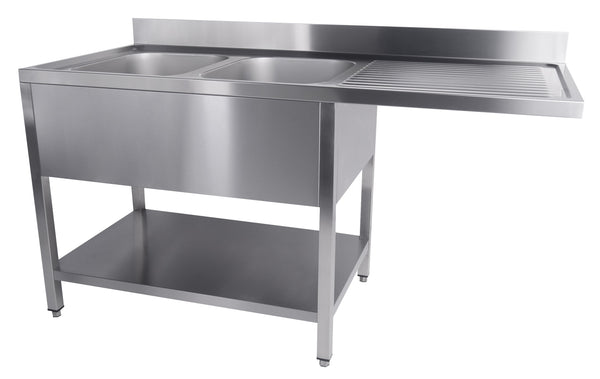 Combisteel Spültisch Grundboden Spülmaschine Demontabel 2 Links 1600, Serie 700