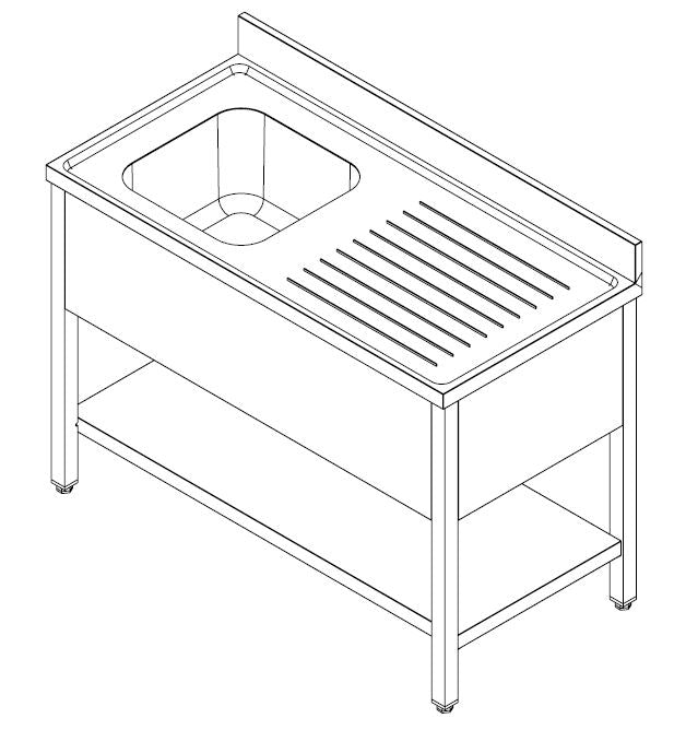 Combisteel Spültisch Grundboden Demontabel 1 Links 1400, Serie 700