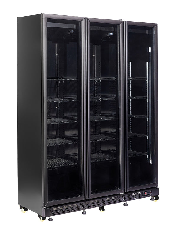 Combisteel Kühlschrank 3 Glastüren Schwarz NAP-1200 Ht - mit Türheizung