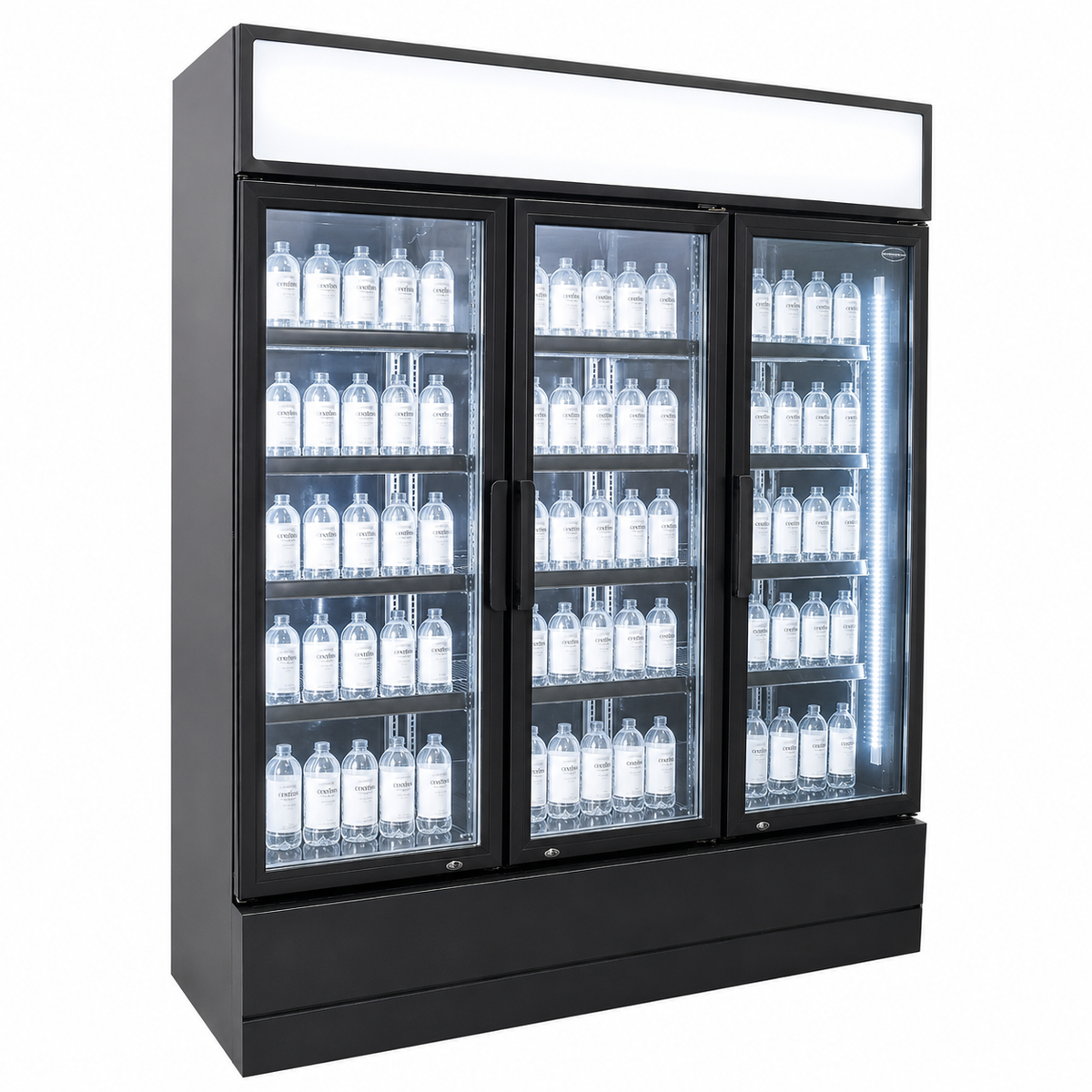 Combisteel Kühlschrank 3 Glastüren Schwarz FCU-1200 Bl
