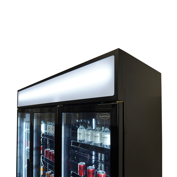 Combisteel Kühlschrank 3 Glastüren Schwarz FCU-1200 Bl