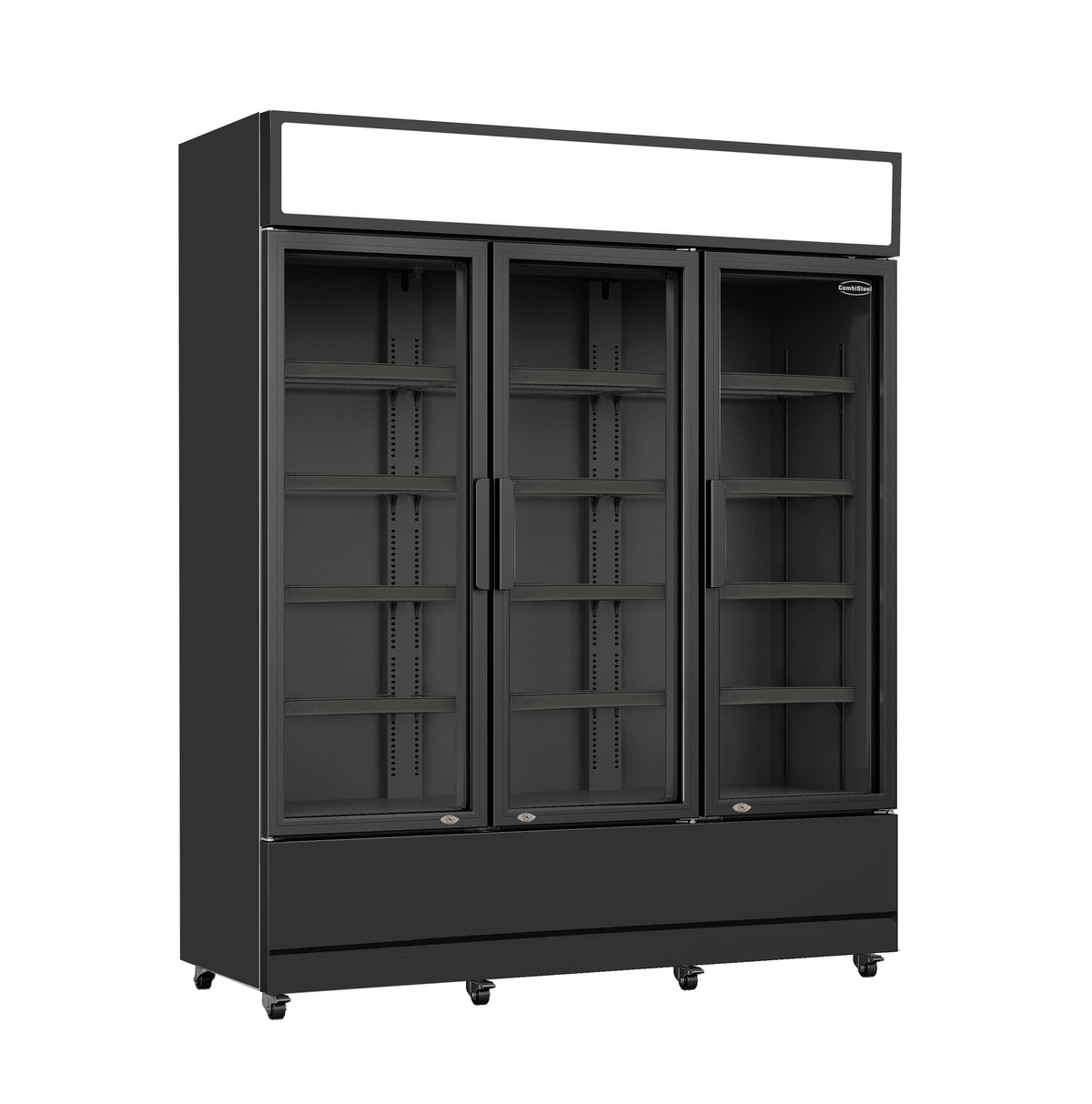 Combisteel Kühlschrank 3 Glastüren Schwarz FCU-1200 Bl
