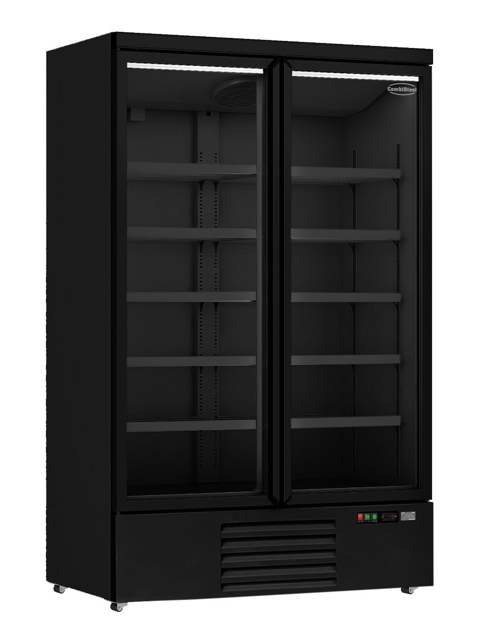 Combisteel Kühlschrank 2 Glastüren Schwarz JDE-1000R Bl