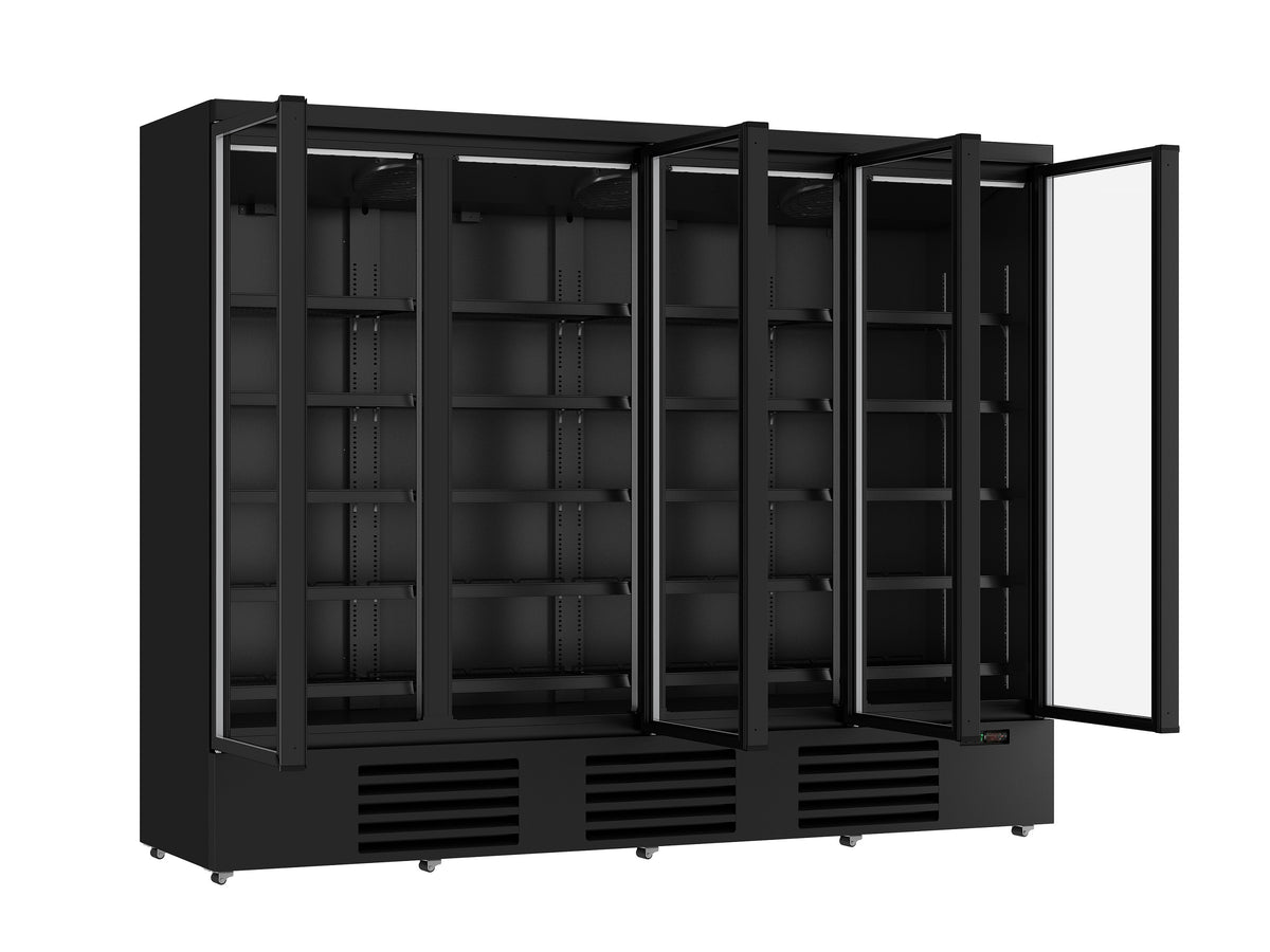 Combisteel Kühlschrank 4 Glastüren Schwarz JDE-2025R Bl *transport auf Anfrage* **achtung, Es Liegt Ein Erhöhter Einscha